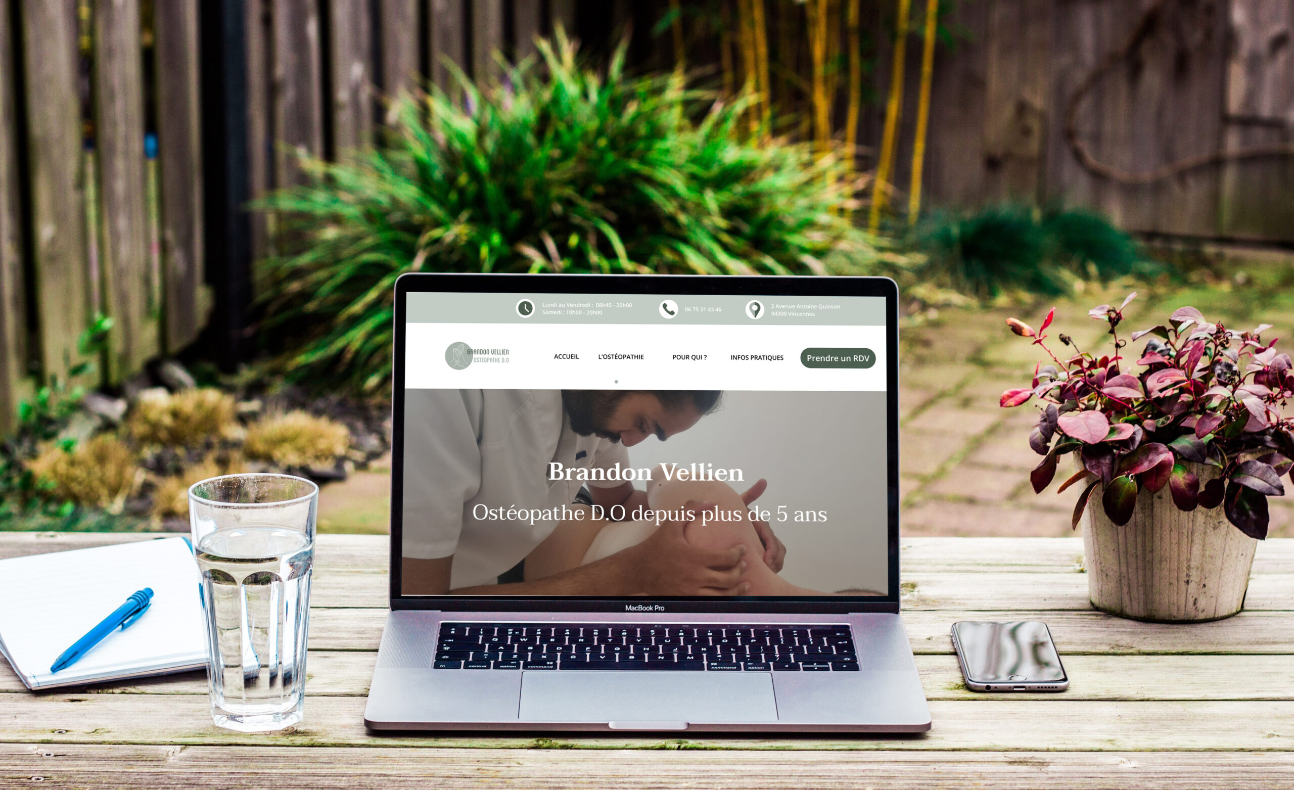 mockup du site web de M. Vellien, Ostéopathe D.O